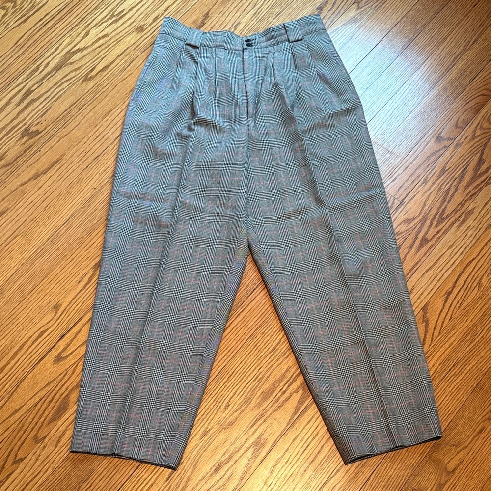 Vintage Pleated Wool Plaid Baggie Pants Trousers ~ Giorgio Sant Angelo 90s